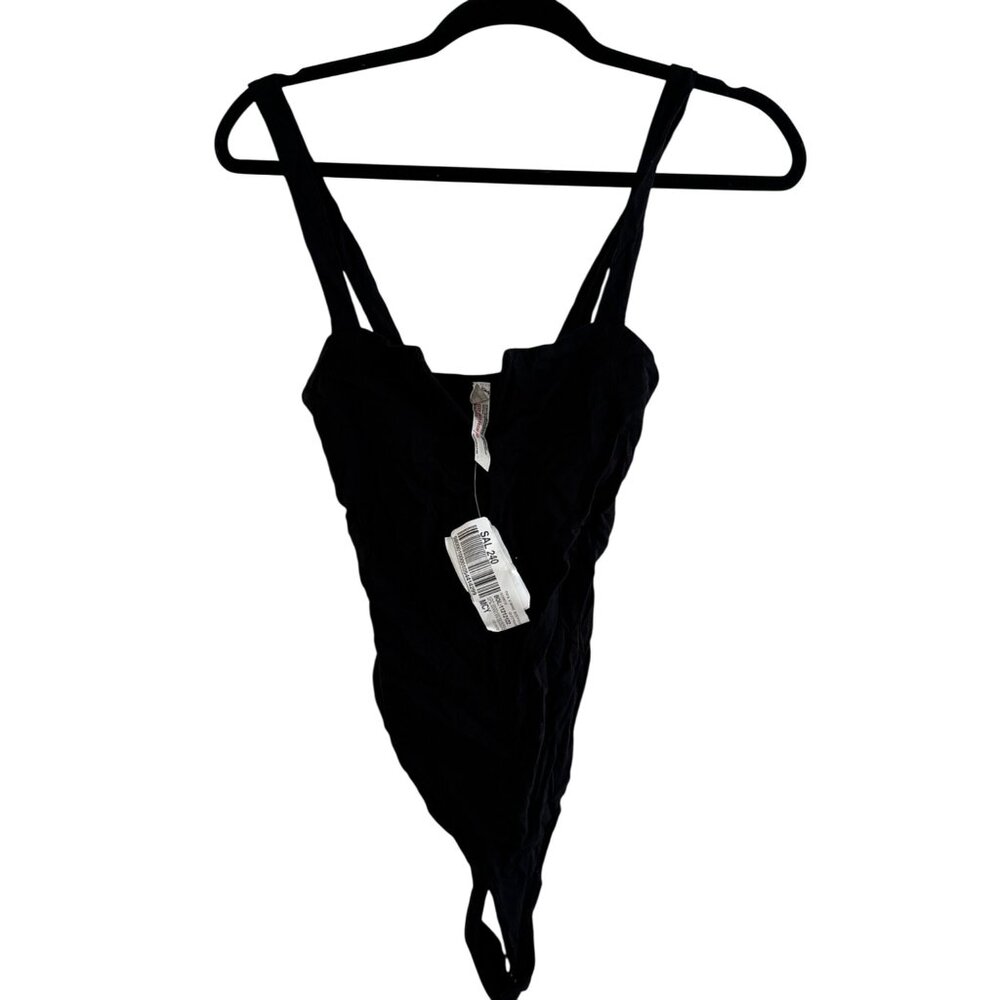 Intimately Free People Black Sleeveless Bodysuit V-Neck Stretchy Fabric Womens S